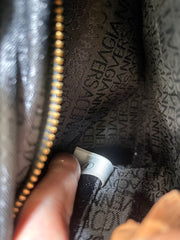 Vintage Gianni Versace black caviar type leather birkin doctor's bag, handbag with jewelry case and golden sun burst motifs. 070325ys