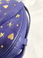 Vintage Yves Saint Laurent purple round bag with heart and star studs. One of a kind leather shoulder bag. 050730ac1