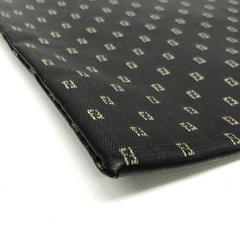 Vintage FENDI iconic FF logo pattern shopper tote bag with black leather trimming. Can be a foldable clutch bag. Unisex daily use. 060718y