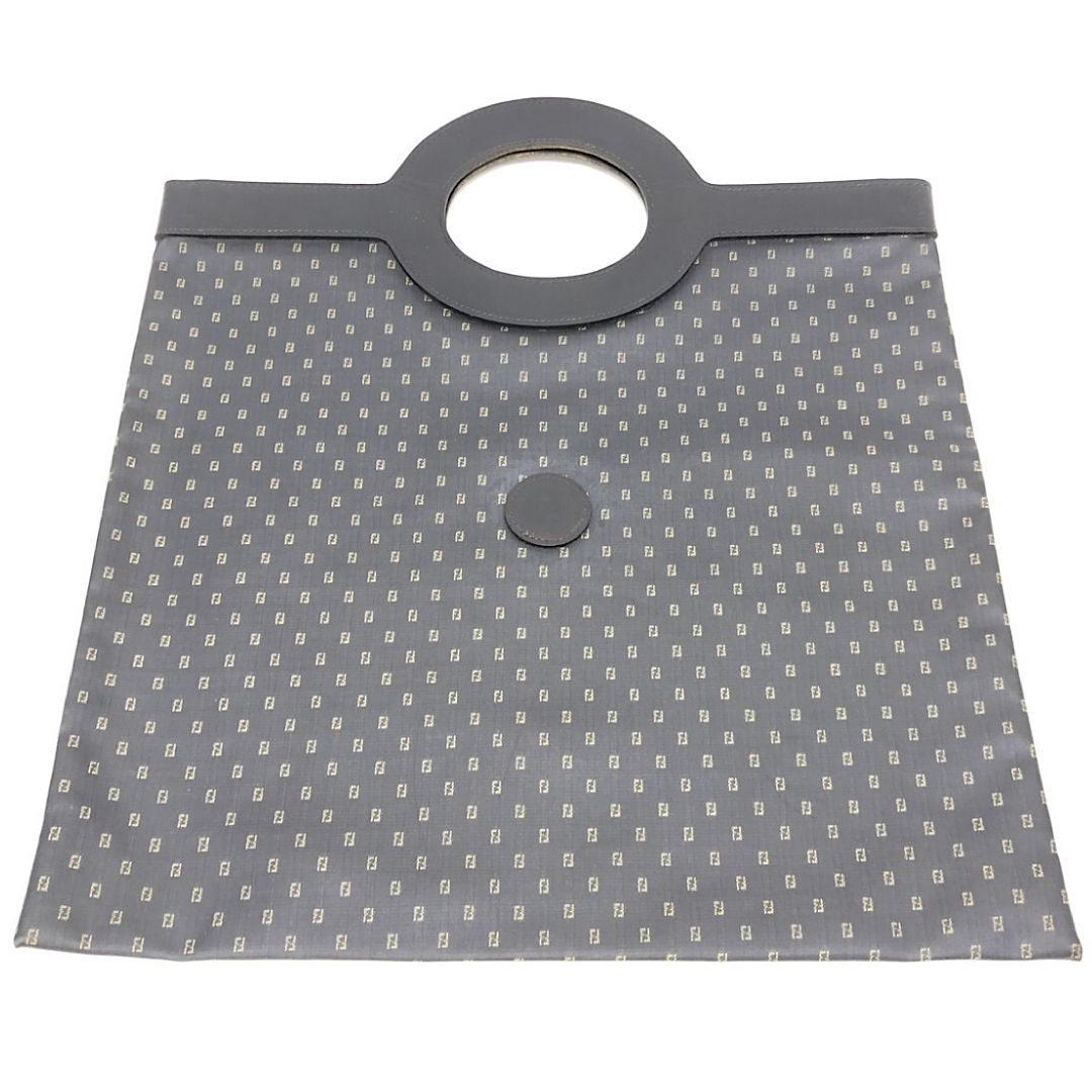 Vintage FENDI iconic FF logo pattern shopper tote bag with black leather trimming. Can be a foldable clutch bag. Unisex daily use. 060718y