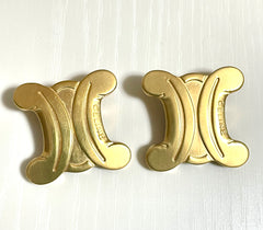 Vintage Celine golden earrings with extra large maillon triomphe logo. Gorgeous Celine jewelry. 070327y1
