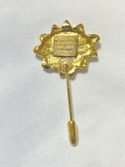 Vintage HERMES gold tone smiley sunshine face brooch pin, hat pin, jacket pin. Bijouterie Fantaisie collection. 070218ys11