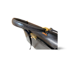 80's vintage BALLY black boxcalf leather kelly bag. Classic masterpiece handbag. 051203m1