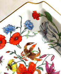 1980's vintage Gucci ceramic flower and butterflies plate, porcelain ashtray. Rarest masterpieces from Gucci and BERNARDAUD LIMOGES. Accornero Collection. 070301y1