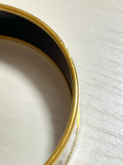 Vintage Hermes cloisonne enamel golden bangle with lion couple design. Classic Hermes GM bracelet. 070225ac4
