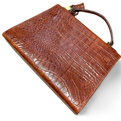 80s Vintage Mulberry croc embossed leather Kelly bag. Rare masterpiece you must get. 061003re1