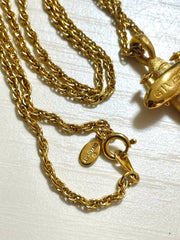 Vintage Givenchy golden skinny chain necklace with embossed logo airplane top. Cute vintage jewelry piece. 070429ac1