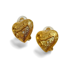 Vintage Givenchy golden heart and logo earrings with crystal. Must have jewelry piece. 061003ac1
