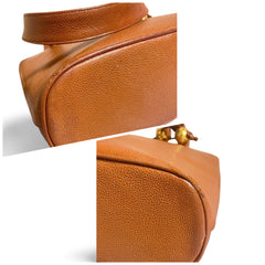 Vintage CHANEL caviar leather double zipper tote bag in brown with golden CC ball charms. Daily use purse. 060728br1