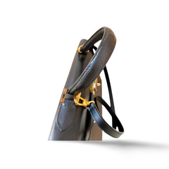 80's vintage BALLY black boxcalf leather kelly bag. Classic masterpiece handbag. 051203m1