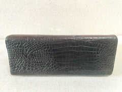Vintage Mulberry darkbrown croc embossed leather Kelly bag with shoulder strap. Roger Saul era. Rare masterpiece. 070220yf