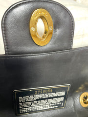 Vintage CHANEL black lambskin 2.55 classic jumbo, large chain, large shoulder bag with golden CC. Vertical stitch. 051128ac4