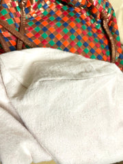 Vintage Bottega Venetia bronze and multicolor intrecciato shoulder bag, hobo bucket bag with kisslock closure pocket. 050809y