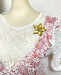 Vintage CHANEL Gold tone star, flower brooch with CC mark. Elegant and classic. Best vintage gift. 050817ys2