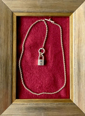 Vintage HERMES silver chain necklace with padlock key charm. Classic 925 silver jewelry piece from Hermes. 050601ya1