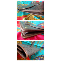 Vintage CELINE brown beige classic C logo and carriage pattern clutch bag, mini document case with leather trimmings. 050320r15