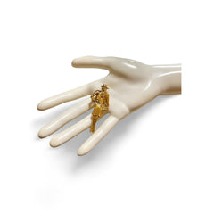 Vintage CHANEL Gold tone brooch in Chanel mademoiselle figure. Classic pin brooch. 040104m1