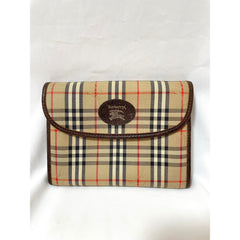 Vintage Burberry classic beige nova check fabric mini clutch wallet purse leather trimmings. Unisex purse. 051206ya1