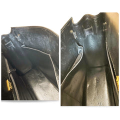 80's vintage BALLY black boxcalf leather kelly bag. Classic masterpiece handbag. 051203m1