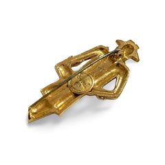 Vintage CHANEL Gold tone brooch in Chanel mademoiselle figure. Classic pin brooch. 040104m1