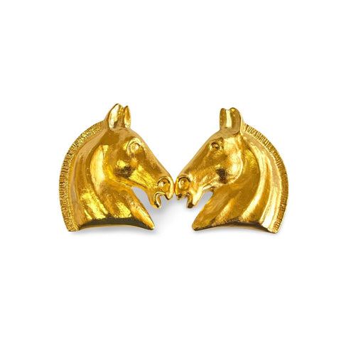 Vintage HERMES gold tone horse earrings. Fun and unique jewel piece from Bijouterie Fantaisie collection. 060312ac6