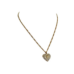 Vintage CELINE golden heart and logo with crystal pendant top skinny chain necklace. Perfect jewelry piece for any occasion. 060416ac3