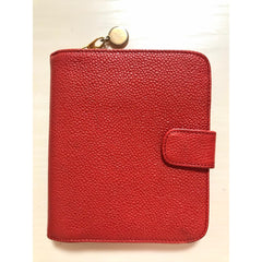 Vintage CHANEL red caviar skin round zipper wallet with CC stitch mark. Best vintage gift. 0502061