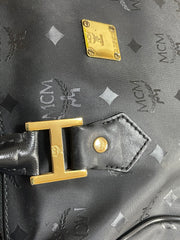 Vintage MCM black monogram speedy bag style handbag, mini duffle bag. Unisex and daily use purse. Classic style in originality. 050601ya5