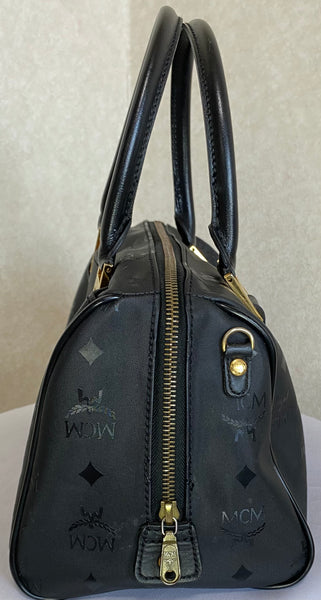 Vintage MCM Black Monogram Speedy Bag Style Handbag Mini 