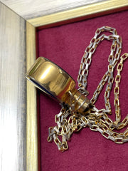 W2 80’s vintage Gucci golden chain long necklace with navy motif perfume bottle. Rare Gucci vintage jewelry. 050527ya1