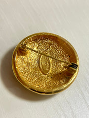 Vintage CHANEL round CC brooch, sunburst design. Made in France. Hat, scarf, jacket. Great gift. 050421ya1