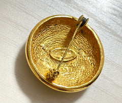 Vintage CHANEL round CC brooch, sunburst design. Made in France. Hat, scarf, jacket. Great gift. 050421ya1