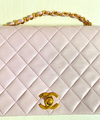 Vintage CHANEL milky pink 2.55 shoulder bag with golden CC closure. Rare color classic purse for daily use. Must have. 0408241