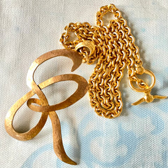 Vintage Sonia Rykiel golden chain necklace with large logo pendant top. Perfect vintage jewelry from SR. 0407152