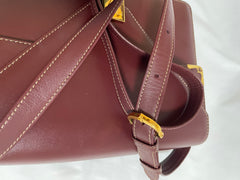 Vintage Cartier double flap envelope shoulder bag with gold-tone logo charm closure and frames. Classic purse from Must de Cartier. 0408172