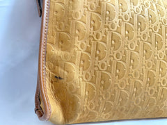 Vintage Christian Dior Bagages camel brown suede leather clutch purse, pouch with embossed Dior logo allover. Unisex use. 0409201