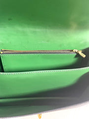 Vintage Louis Vuitton rare black epi mod shoulder bag with green bullseye. Unique epi purse. 0410282