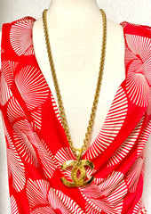 MINT. Vintage CHANEL necklace with a large CC mark pendant top. Gorgeous masterpiece jewelry. 050211rk1