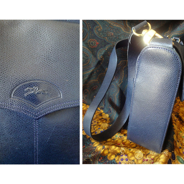 Auth LONGCHAMP Purple LEATHER ShoulderBag Handbag Made in France [VERY  GOOD]