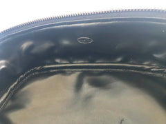 Vintage CHANEL calfskin classic cosmetic and toiletry black pouch, vanity bag with CC charm. Classic make up case. 0506301
