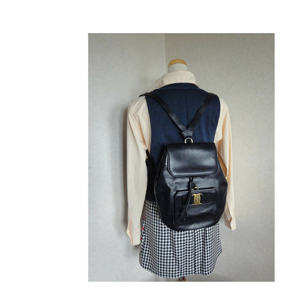 GUCCI black leather VINTAGE MINI Backpack Bag