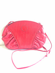 80's vintage FENDI red patent enamel and nappa leather oval round shape shoulder purse. Can be a clutch, pouch bag as well