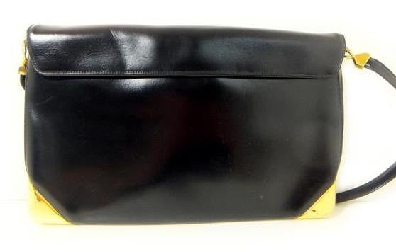 Vintage Christian Dior black calfskin leather large clutch