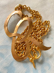 Vintage Sonia Rykiel golden chain necklace with large logo pendant top. Perfect vintage jewelry from SR. 0407152