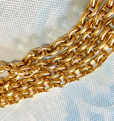 Vintage CHANEL statement necklace with gripoix blue stone and CC mark top. Double chain necklace. 0407282