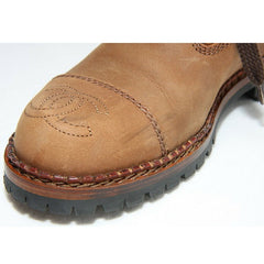 Vintage CHANEL middle high, brown leather boots, hiking lace up boots, with CC mark. US5.5-6. EU 36. Classic casual shoes. 050816f5