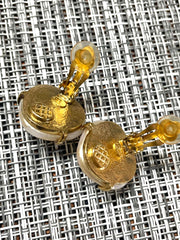 Vintage CHANEL oval heart shape, triangle shape faux pearl and CC earrings. Rare and elegant Chanel jewelry. 0411071