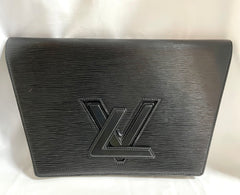 W3. Vintage Louis Vuitton black epi trapezoid mod style clutch bag. One unique purse from epi line. Unisex and daily use. Trapeze bag. 0407261