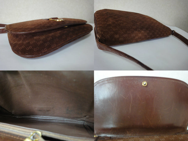 Gucci Vintage Brown Suede Flap Shoulder Bag