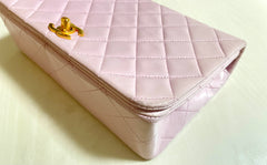Vintage CHANEL milky pink 2.55 shoulder bag with golden CC closure. Rare color classic purse for daily use. Must have. 0408241